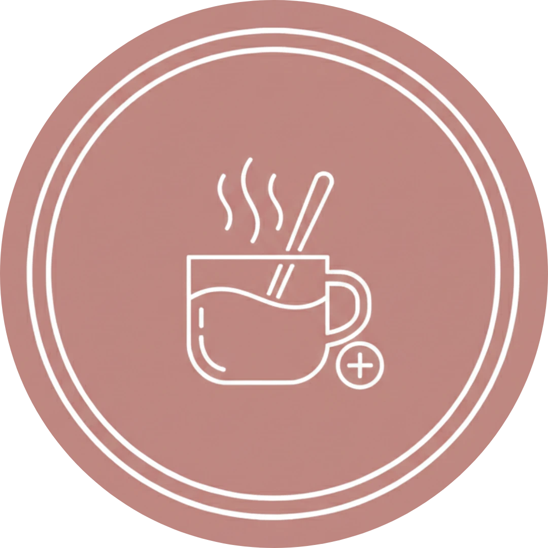 Minimalist lifestyle icon representing seamless integration of wellness supplements into a daily coffee or drink routine.