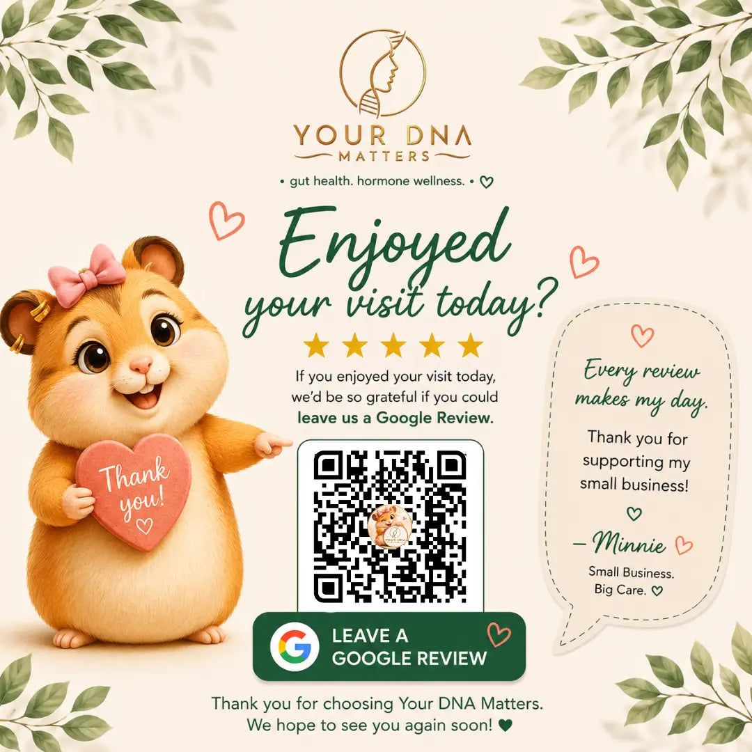 Friendly Google Review page from Your DNA Matters welcoming customers to share their experience after purchasing kombucha and wellness products in Singapore.